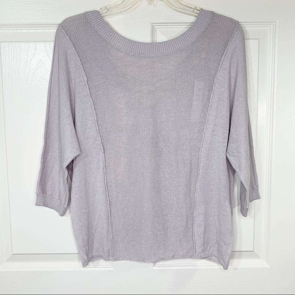 LA Made 3/4 Sleeve Deep V Tie Back Knit Top - Picture 2 of 8